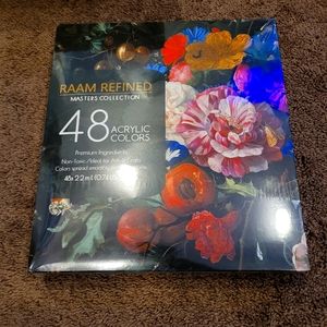 Acrylic Paint Set with 48 Colors(0.74 oz, 22 ml), 3 Brushes